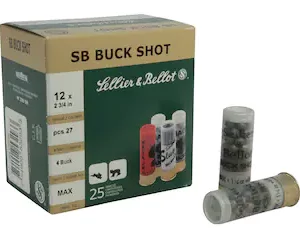 Buy Sellier & Bellot Ammunition 12 Gauge 2-3/4" #4 Buckshot 27 Pellets Online