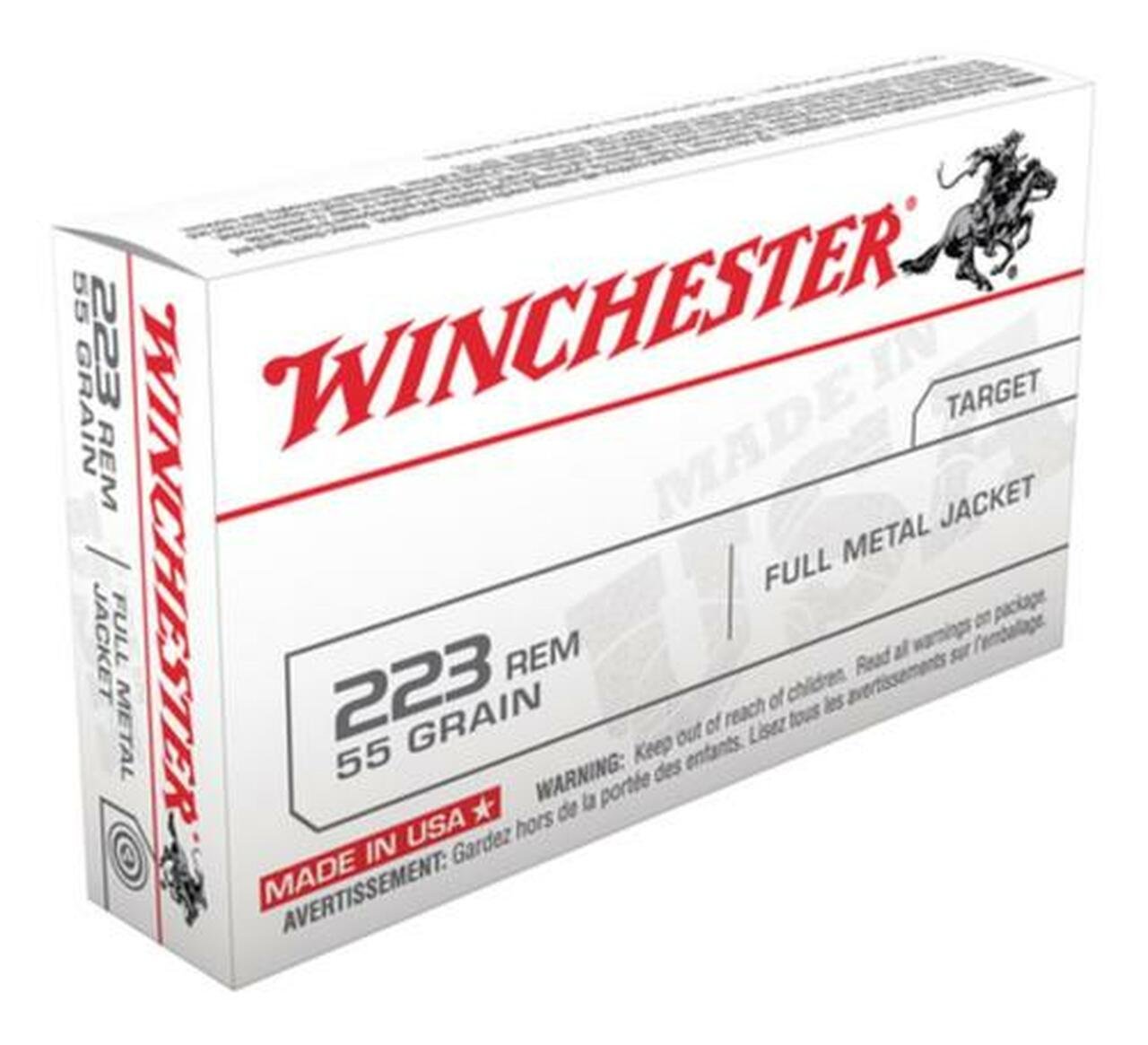 Winchester Ammunition, USA Target, 223 Rem, 55gr, Full Metal Jacket, 20rd Box