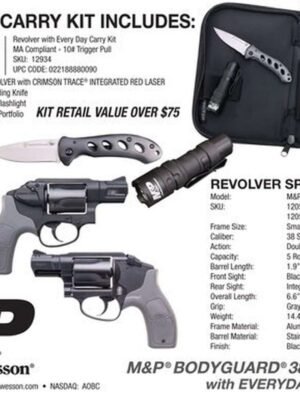 Smith & Wesson M&P Bodyguard Everyday Carry Kit 38 Special+P, 1.9" Barrel, Crimson Trace, 5rd