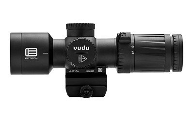 EOTECH Vudu Ultra Short Rifle Scope 4-12X36mm First Focal Plane, Compatible with Mini-ACOG Mounts, MR5 Illuminated MRAD Reticle, Black, Includes Mount