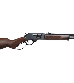 Henry H09 Provider Carbine 30-30 Winchester, 16.5" Threaded Barrel, Blued, American Walnut, Checkered, Adj Semi-Buckhorn Diamond Insert, Brass Bead Front