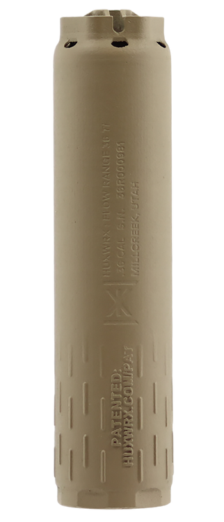 HUXWRX Flow Range 36 Ti 36 Caliber, C-Series Cerakote Finish, Flat Dark Earth, Titanium Construction, Includes 1/2x28 and 5/8x24 Direct Thread Mounts