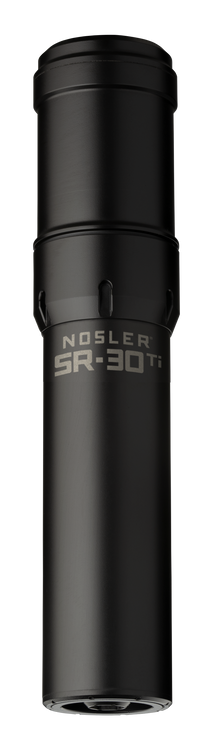 Nosler SR-30TI 30 Caliber 1.74" Black Made of Titanium with 5/8" 24 tpi Thread Pattern