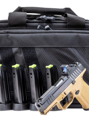 Rost Martin RM1C Bundle Compact 9mm 4" Match Grade Barrel, Flat Dark Earth Frame w/Picatinny Rail, Viridian RFX-11 Green Dot, Ambidextrous