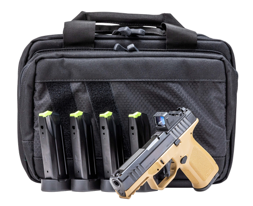 Rost Martin RM1C Bundle Compact 9mm 4" Match Grade Barrel, Flat Dark Earth Frame w/Picatinny Rail, Viridian RFX-11 Green Dot, Ambidextrous