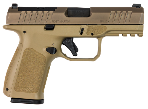 Rost Martin RM1C Compact Frame 9mm 4" Match Grade Barrel, Optic Ready/Serrated Slide, Flat Dark Earth w/Picatinny Rail, 17 Rd