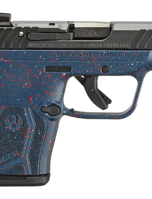 Ruger LCP Max America's 250th Ann 380 ACP, 2.8" Barrel, Black Slide, Liberty Blue, Red-White Splatter Frame, Textured Grip, U-Notch Rear, Tritium Front, 10rd, Engraved