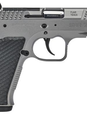 SAR USA 7/24 Compact 9mm 17rd Matte Stainless Steel Frame Beavertail & Picatinny Rail, Black Polymer Grip