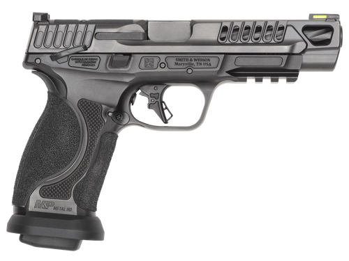 Smith & Wesson M&P M2.0 Competitor Heavy Duty 9mm, 5" Spiral Fluted Barrel, Thumb Safety, Armornite Black, Front Hiviz Night, Black Rear, Optics Ready, 4x17rd Mags