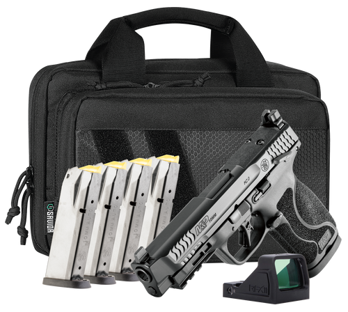 Smith & Wesson M&P M2.0 Optic Bundle Full Size 10mm Auto 4.60" Barrel, Black Polymer Frame, Interchangeable Grip, Viridian RFX-11 Green Dot, 5 Mags & Bag, 15 Rd